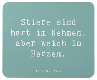 Produktbild von Mr. & Mrs. Panda Mouse Pad Spruch Stier Herz - Meeresbrise - Geschenk, Mauspad, Mousepad, mousematte, Horoskop, Taurus, Sternzeichen, Tierkreiszeichen, Charakter, Zodiac