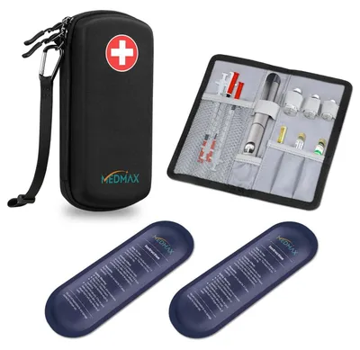Immagine prodotto di Borsa termica per insulina con 2 impacchi refrigeranti - Borsa portatile isolata per diabetici, colore nero