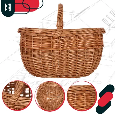 Produktbild von KOTARBAU® Einkaufskorb - Aufbewahrungskorb - Korb Geflochten - 35 x 45 cm - Pilzkorb – Korb für Obst – Picknickkorb – Naturfarbe - Weidenkorb mit Henkel