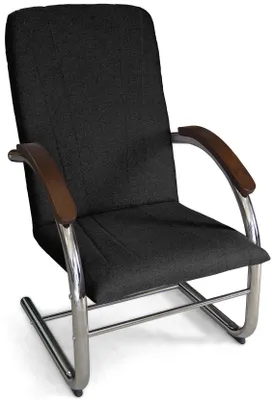 Productafbeelding van ANMIL Fauteuil FINKA, zwart, met metalen frame, 62 x 70 x 107 cm – Modern comfortfauteuil met houten armleuningen