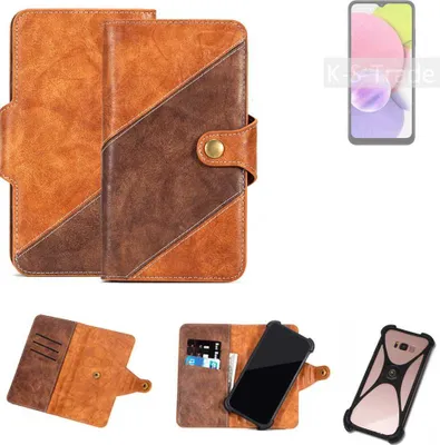 Produktbild von K-S-Trade Handyhülle Schutzhülle Bookstyle Case Wallet-Case kompatibel mit Samsung Galaxy A03s Cover Klapphülle Kantenschutz Smartphone dunkelbraun