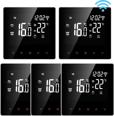 Produktbild von 5X WiFi Smart Raumthermostat WiFi elektrische Fußbodenheizung Thermostat APP Control Digitaler Temperaturregler LCD-DisplayTouchscreen Woche programmierbar für zu Hause School Office Hotel, 16A