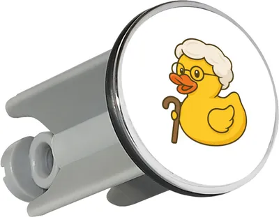 Produktbild von Huuraa Waschbeckenstöpsel Quietscheente Rente Comic Gummiente 4cm höhenverstellbar Abflussstopfen Geschenkidee