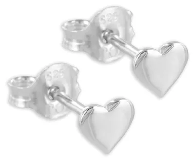 Produktbild von Herz Ohrringe Stecker Silber 925: Herz Schmuck für Mädchen & Damen Hochglanzpoliert