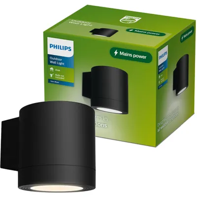 Obrázek produktu pro Philips Nástěnná svítidla Fylx 25 W, GU10, bez žárovky, Černá, Hliník, I, Současné, Garáž, Zahrada, Terasa, Odolné vůči vodě, Odolnosti proti korozi, Prachuodolný, Voděodolný