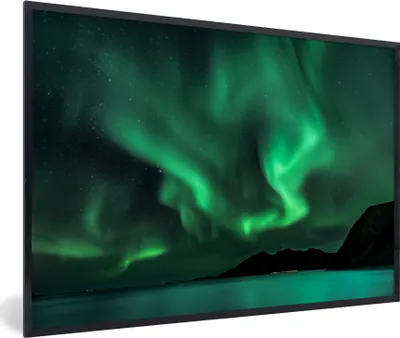 Produktbild von MuchoWow® MuchoWow® Gerahmtes Poster Nordlichter - Wasser - Norwegen 60x40 cm - Poster mit zchwarzem Bilderrahmen - Printing - Wanddeko Schlafzimmer