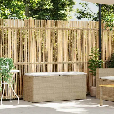 Immagine prodotto di Panca da Giardino con Cuscino Beige 110x40x44 cm in Polyrattan