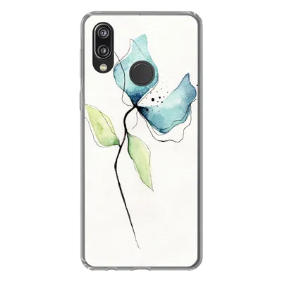 Produktbild von MuchoWow® Handyhülle Schutzhülle Hülle für Huawei P20 Lite (2020) Blumen - Aquarell - Blau Silikon Softcase Handy Hülle - Kartenhalter