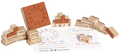 Produktbild von EDUPLAY 220124 Holzstempel Kalender, natur, 30-teilig (1 Set)