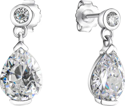 Produktbild von V Ohrhänger 925/- Sterling Silber 1,8cm weiß Zirkonia weiß 358220079