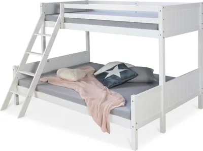 Produktbild von Homestyle4u 1898, patrová postel 90x200 dětská postel 140x200 podkrovní postel 2 dětská postel pro mládež bílá