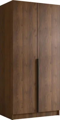 Produktbild von MIRJAN24 Kleiderschrank Bono I, Schlafzimmer, Drehtürenschrank, mit Kleiderstange, Modern, Garderobenschrank, Metallgriffe (Farbe: Nuss Warmia + Schwarz)