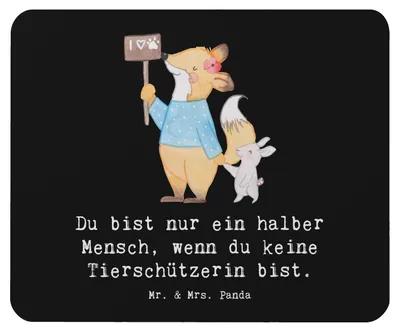 Produktbild von Mr. & Mrs. Panda Mouse Pad Tierschützerin Herz - Schwarz - Geschenk, mauspad laptop, pc, notebook, Mousepad