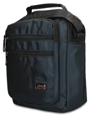 Image de Sac bandoulière pour homme en cuir vegan, avec 3 poches avant et bandoulière réglable
