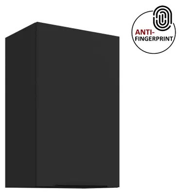 Produktbild von Küchen Hängeschrank 45 cm ARIA Schwarz ultra matt + Schwarz matt, hochwertige Fronten mit Anti Fingerprint Beschichtung Küchenzeile Küchenblock