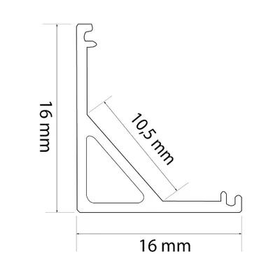 Zdjęcie produktu dla Profil aluminiowy LED kątowy narożny - taśma 2m 16x16mm do taśm LED, estetyka i ochrona