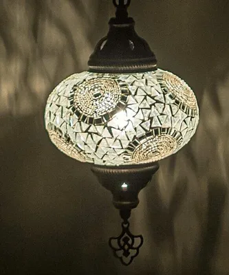 Immagine prodotto di Lampada a sospensione Mozaïek - Lampada turca marocchina fatta a mano Ø 13 cm, altezza 53 cm, E14 LED, vetro di alta qualità