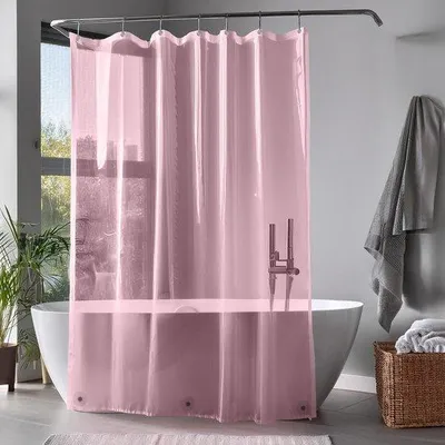 Produktbild von Unyqoos Pink wasserdichter Duschvorhang aus hochwertigem® PEVA mit Magneten und Edelstahlringen