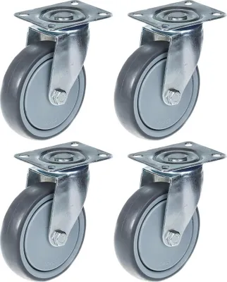 Immagine prodotto di 125 mm 5" con ruote grigie girevoli con capacità di 520 kg, set di 4 ruote