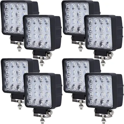 Produktbild von Greenmigo 8x 48W LED Arbeitsscheinwerfer 4320LM Zusatzscheinwerfer LED Scheinwerfer IP67 Offroad Wasserdicht Flutlichtstrahler 12V 24V [++]