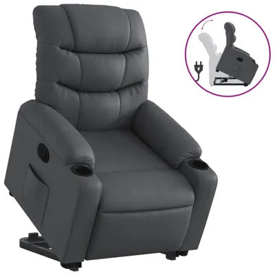 Produktbild von Relaxsessel mit Aufstehhilfe Grau Kunstleder