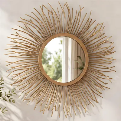 Produktbild von Wandspiegel "Sonne" aus Metall, gold, Ø 50 cm, Spiegel, Wanddeko, Dekospiegel, Wandschmuck, Flurspiegel