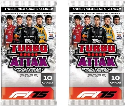 Productafbeelding van Topps Turbo Attax 2025 – 2 boosterpakketten met 20 Formule 1 verzamelkaarten + beschermende verpakking voor verzending