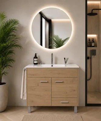 ORIGEN BATH SAMOS Badmöbel mit Waschbecken 120x45 cm, Estepa, Image générée par une IA