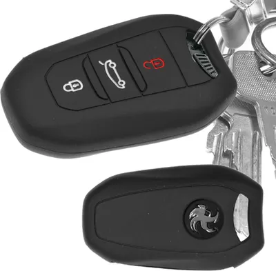 Produktbild von Auto Schlüssel Hülle Silikon Schutz Cover Schwarz kompatibel mit Citroen C4 DS4 DS6 DS5 DS7 Peugeot 208 508 2008 4008 3 Tasten KEYLESS SMARTKEY