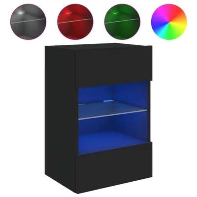 Image de vidaXL Armoire TV murale avec lampes LED Noir 40x30x60,5 cm