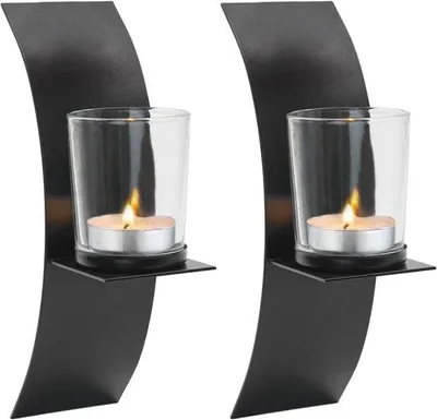 Produktbild von Set mit 2 Wandkerzenhaltern, dekorative Wandkerzenhalter, Metall-Wanddekoration für das Wohnzimmer
