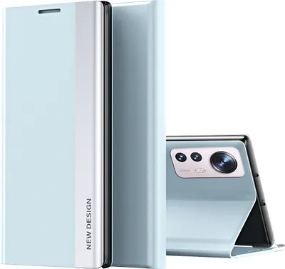 Obrázek produktu pro Xiaomi Mi 12 Pro Case, koženéPolyuretanmagnetické ochranné pouzdro s flipovým stojánkem pro Xiaomi Mi 12 Pro Blue