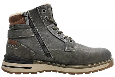 Imagen del producto de Botas de cordones para hombre, forradas, color gris, ideales para uso diario. (Marca: Mustang)