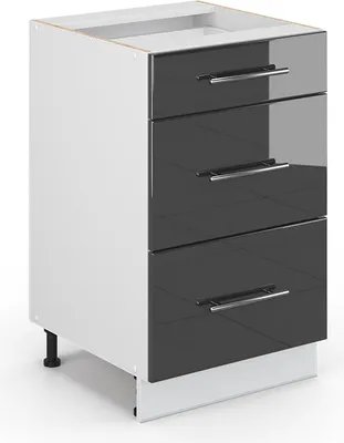 Produktbild von Küchenunterschrank Vicco Fame-Line Anthrazit Hochglanz 50 cm ohne Arbeitsplatte, Model 33514