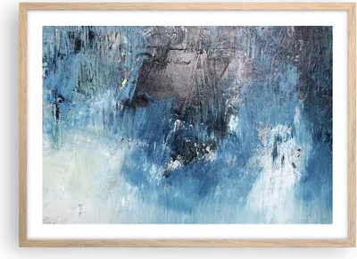 Produktbild von Gerahmtes Poster - Rahmen in heller Eiche - Abstraktion Blau Schwarz - 70x50 cm - Wand Bild - Wanddeko - Wandbilder - Wandposter - Bilderrahmen - Bilder - Kunstdruck - Wandbild - P2NAA70x50-4155