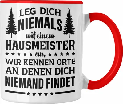 Produktbild von Trendation - Hausmeister Tasse Lustige Sprüche Geschenke Lustig Spruch Haustechniker (Rot)