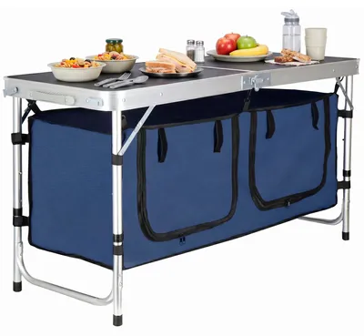 Productafbeelding van Campingtafel - Vouwtafel - Inklapbaar - Verstelbaar - Inclusief Stoelen - 120x47x55 - Wit