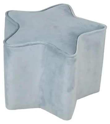 Produktbild von roba Kinderhocker in Sternform 'Lil Sofa', bequemer Hocker mit Samtstoff in Sky/Hellblau bezogen