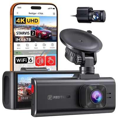 Produktbild von Dashcam Doppelkamera Autokamera - 4K vorne 1080P hinten - WLAN 5 GHz - GPS - Nachtsicht HDR WDR - 24-Stunden-Parkmodus - ohne SD-Karte