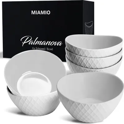 Produktbild von MIAMIO - 6er Schüssel Set Palmanova Kollektion (6 x 800 ml) Weiß aus Keramik
