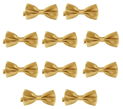 Produktbild von 10er Set DonDon Herren Fliege 12 x 6 cm gebunden und längenverstellbar messing