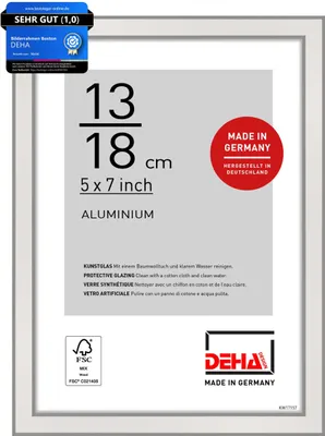 Produktbild von DEHA Design Aluminium Portraitrahmen, Bilderrahmen Boston, 13x18 cm, Silber