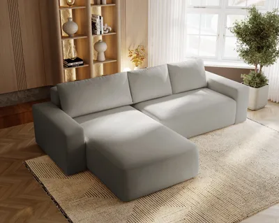 Produktbild von Ecksofa L-Form Aldo - Eckcouch mit Bettkasten, Schlaffunktion - Ecksofa 250 cm Links (Creme - Komodo 10)