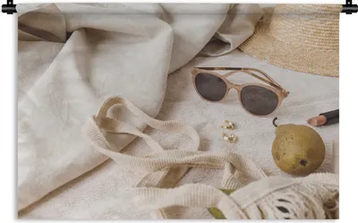 Produktbild von MuchoWow® Wandteppich Wandbehang Sommer - Sonnenbrille - Tasche 90x60 cm Tapisserie Dekoration Wandtuch - Wandskulpturen - Bildteppich