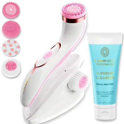 Obrázek produktu pro Szczoteczka Brush PRO LUMINEO różowa 4 końcówki + żel do twarzy
