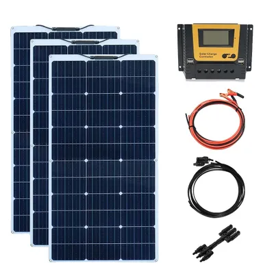 Obrázok produktu pre Sada solárnych panelov, 200W flexibilné panely, kompatibilita s 12V batériou, 300W sada