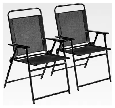 Produktbild von 2er-Set Klappstuhl mit hoher Rückenlehne und Armlehnen, schwarz