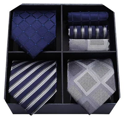 Productafbeelding van Set van 3 Elegante Heren Stropdassen met Zakdoek