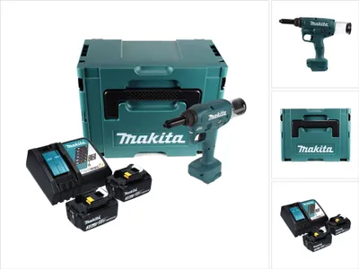 Image de Makita DRV 250 RFJ Outil de pose de rivets aveugles sans fil 18 V 20 kN brushless + 2x Batteries 3.0 Ah + Chargeur + Makpac
