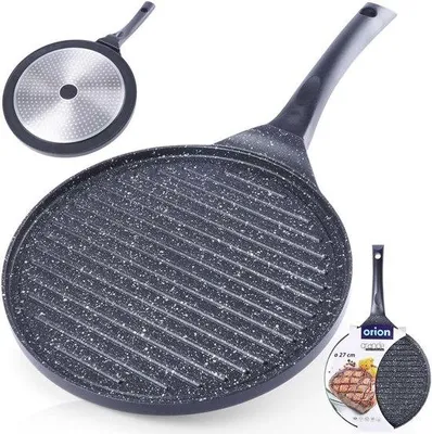 Obrázek produktu pro Velká grilovací pánev 27 cm, hliníková, s nepřilnavým povrchem, pro plynové a indukční sporáky